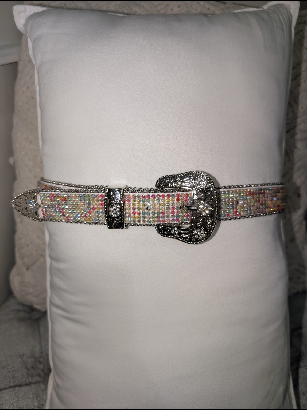 LG Multicolor Rhinestone Western-Style Girl's Belt